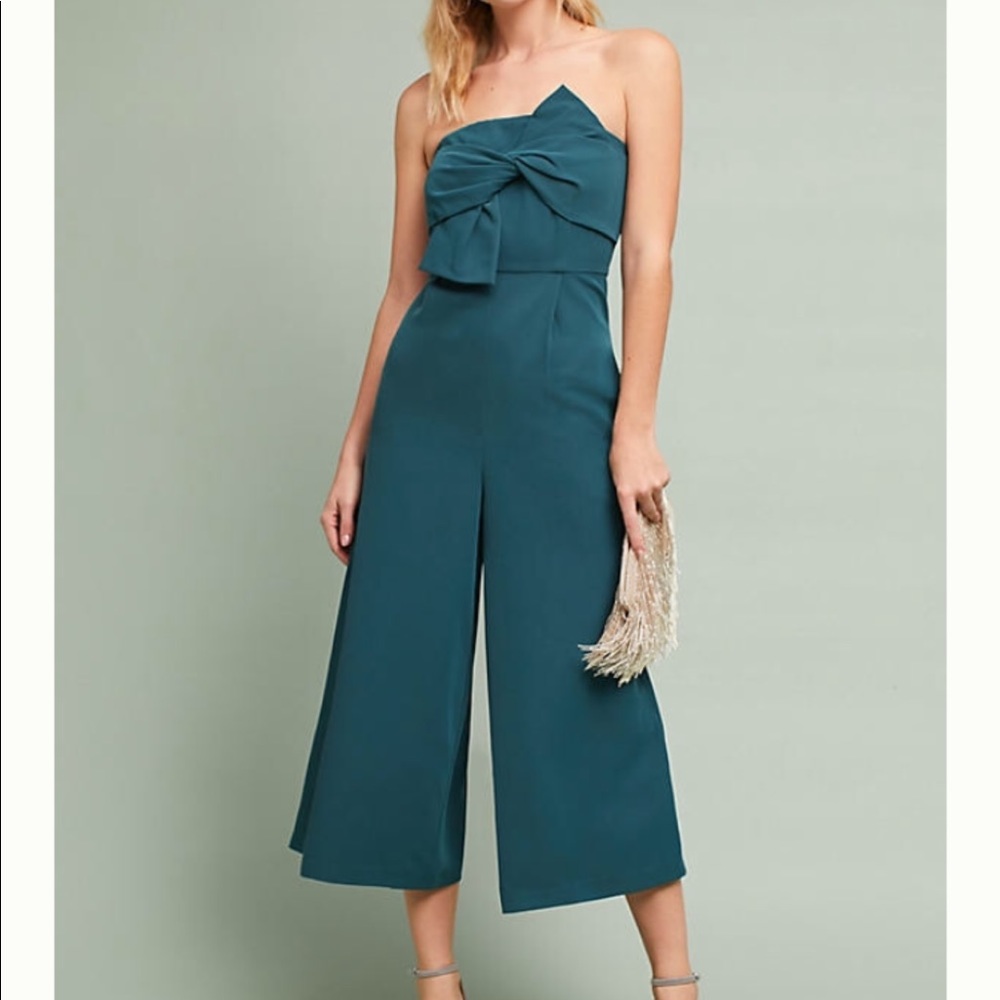 Anthropologie Hailee C Seafoam Strapless Jumpsuit